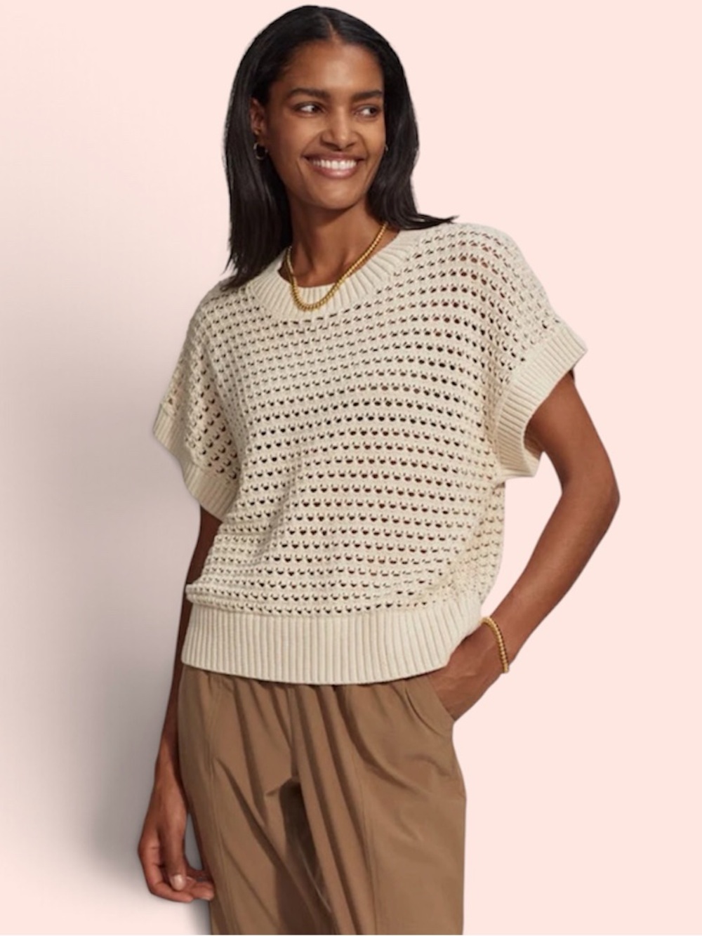 VARLEY Julianna Birch Cotton Knit Sweater Top